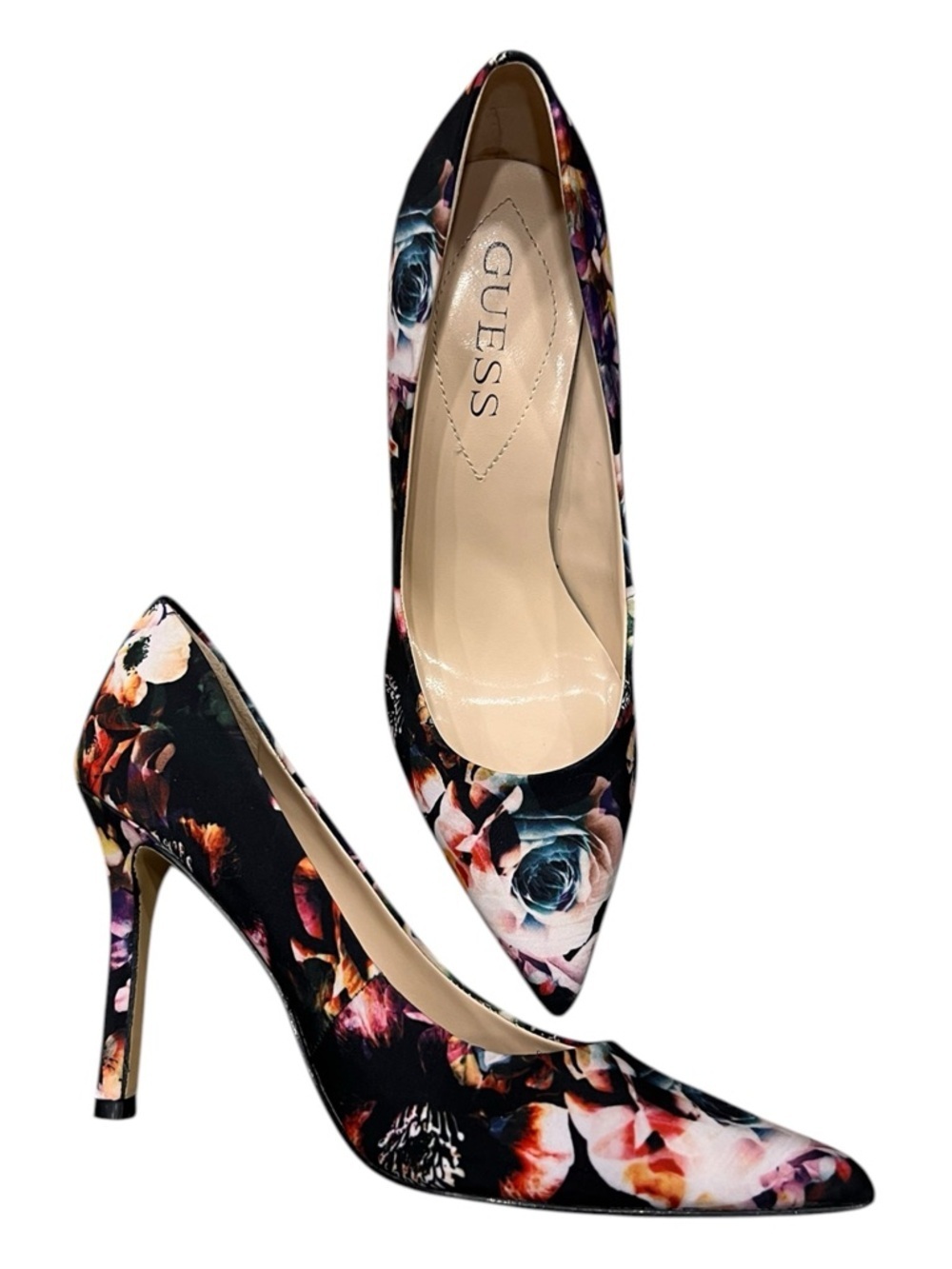 Guess Babbitta pointed toe pumps vibrant floral vacations wedding party 7.5